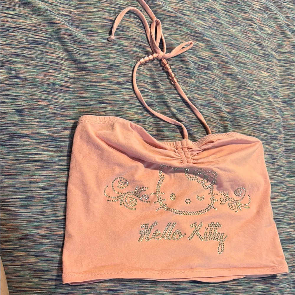 Hello Kitty Pink rhinestone Embellished CropTop